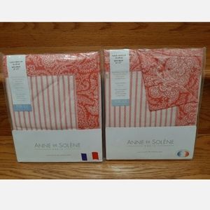 Anne De Solene Paxton Lodge king shams cotton percale coral